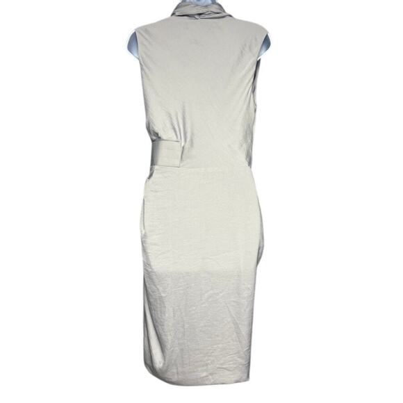 All Saints Grey Ruffle V-Neck Satin Wrap Dress Sz 6 - Picture 3 of 6